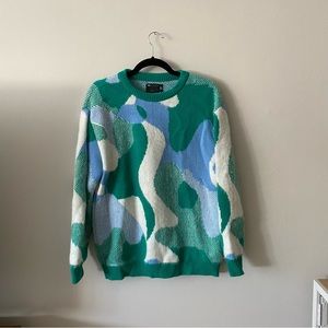 Asos Size 6 Blue, Green, White Retro Printed Sweater